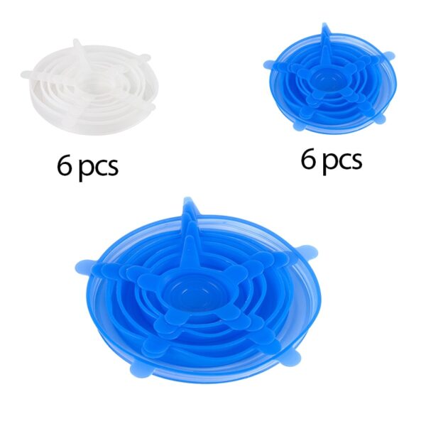 6Pcs Set Universal Silicone Stretch Lids Vacuum Seal Nyeuseup Cover Sealer Bowl Pot Silicone Cover Dapur 5