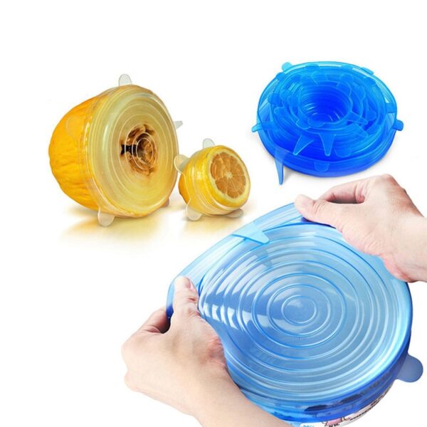 6Pcs Set Universal Silicone Stretch Lids Vacuum Seal Suction Cover Sealer Bowl Pot Silicone Cover kitchen