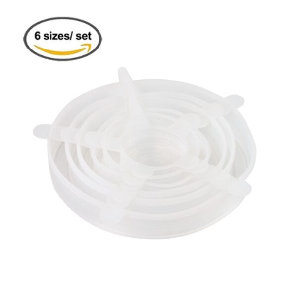 6Pcs Siapkeun Universal Silicone manteng Lids Vakum Seal nyeuseup Cover Sealer Saeful Pot Silicone Cover