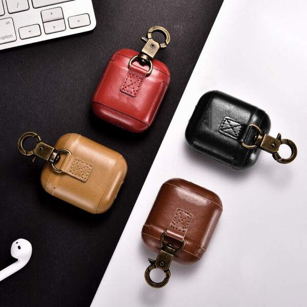 Earphone Case For Apple Airpods strap Leather with Buttons headphone Case Earphone accessories Protective wireless Cover