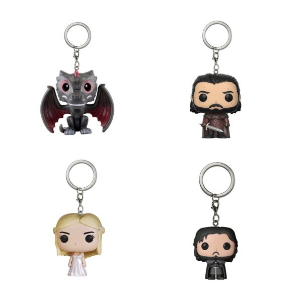 Game of Thrones Keychain Q Version Doll Daenerys Targaryen Drogon Jon Snow Car Key Chain Pendant 5