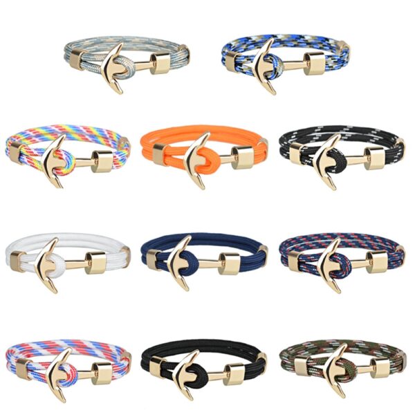 Kirykle Hot Sale Couple Bracelets Fashion Alloy Anchor Bracelets Bangles braided Polyester Rope Bracelets for Women 1