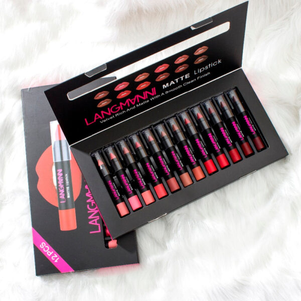 Maquiage iri 12pcs lot lebe kit matte lipstick mai hana ruwa mai gina jiki Velvet lebe sanda ja tint tsirara 1 1