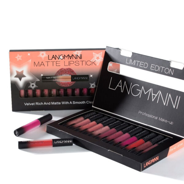 Maquiage iri 12pcs lot lebe kit matte lipstick mai hana ruwa mai gina jiki Velvet lebe sanda ja tint tsirara 2 1