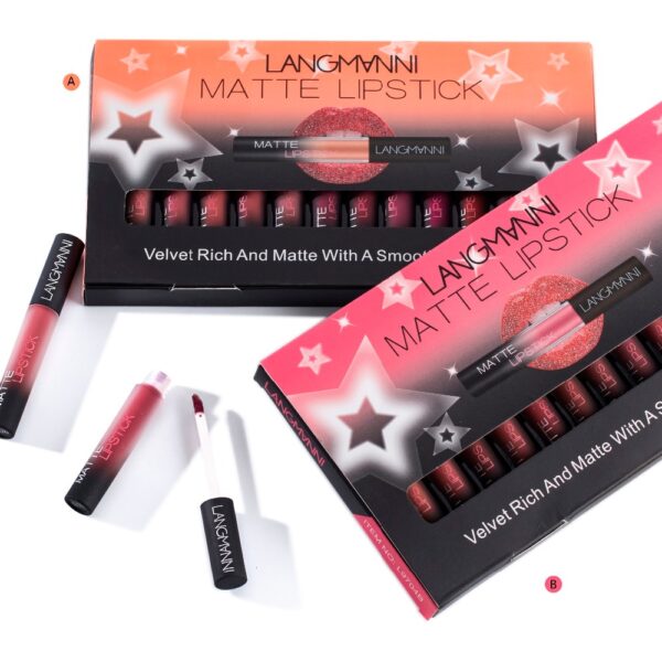 ម៉ាក Maquiage 12pcs lot lip kit matte ក្រែមលាបមាត់មិនជ្រាបទឹក ក្រែមលាបមាត់ Velvet ពណ៌ក្រហម Tint Nude 4 1