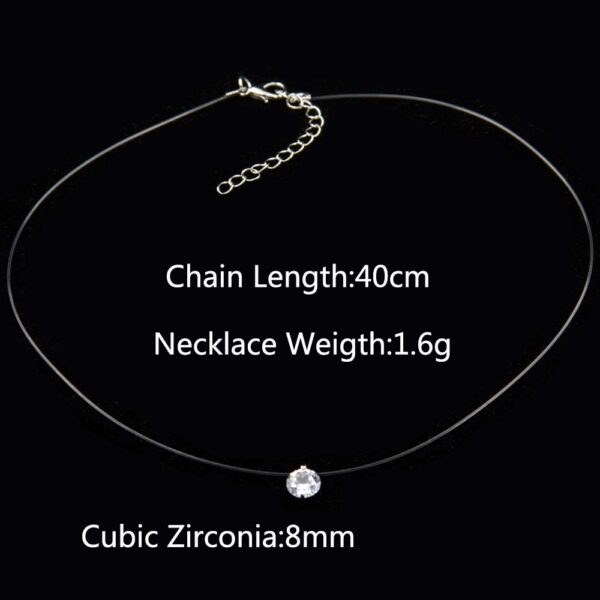 Poputton Female Transparent Fishing Line Necklace Silver Invisible Chain Necklace Women Rhinestone Choker Necklace Collier Femme 1
