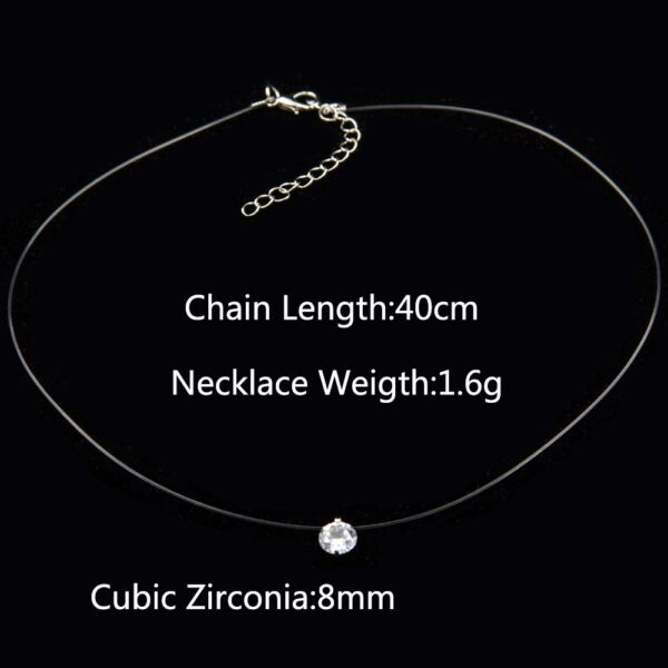 Poputton Female Transparent Fishing Line Necklace Silver Invisible Chain Necklace Women Rhinestone Choker Necklace Collier Femme 1