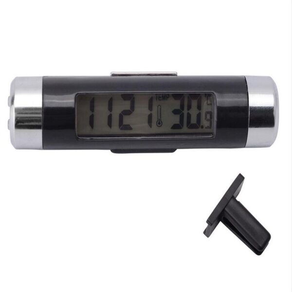 Portable 2 in 1 Car Digital LCD Clock Temperature Display Electronic Clock Thermometer Car Automotive Blue 2