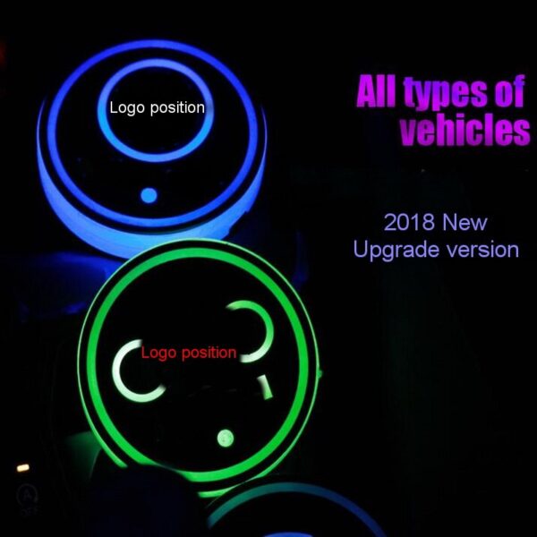 Tonlinker 2018 Bag-ong Bersyon 2 PCS Universal RGB 7 Kolor nga LED Cup Holder Car Cup Pad 4