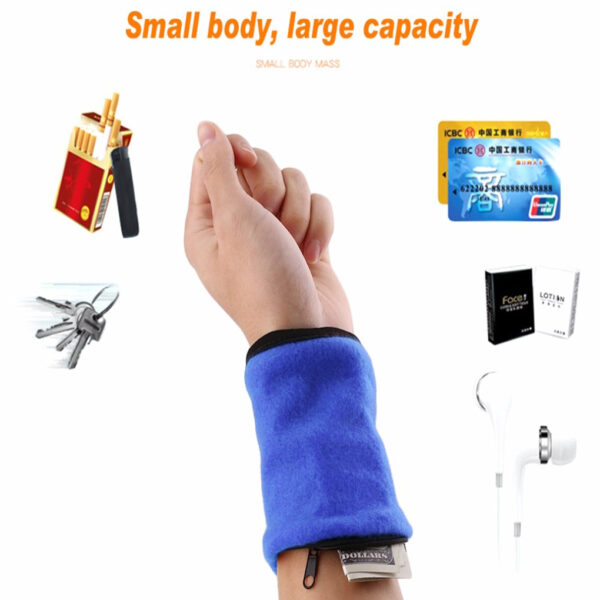 Wallet Wrist Band Fleece Zipper Travel Gym Cycling Sport Wallet Sweat Absorbtion Travel Sport Wrist Wallet 2 1