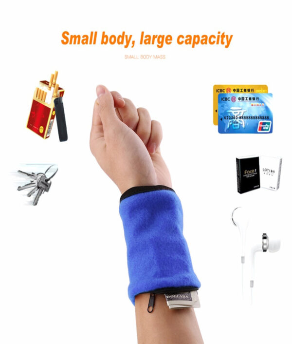 Wallet Wrist Band Fleece Zipper Travel Gym Cycling Sport Wallet Sweat Absorbtion Travel Sport Wrist Wallet 2 1