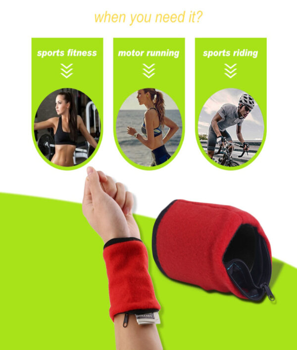 Wallet Wrist Band Fleece Zipper Travel Gym Cycling Sport Wallet Sweat Absorbtion Travel Sport Wrist Wallet 6