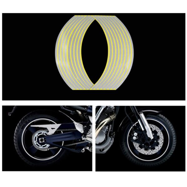 16 Strips Motorcycle Car Wheel Tire Stickers Reflective Rim Tape Motorbike Auto Decals For Yamaha Suzuki 3