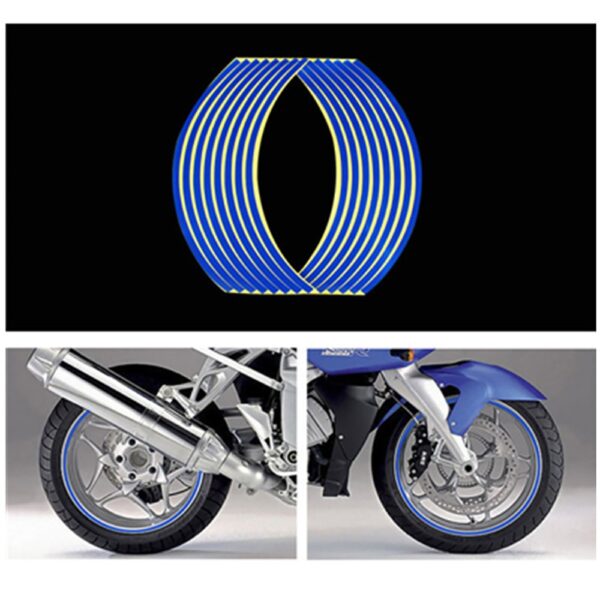 16 Strips Motorsykkel Bil Hjul Dekk klistremerker Reflekterende Felg Tape Motorsykkel Auto Decals For Yamaha Suzuki 4