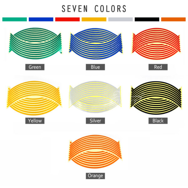 16 Strips Motorcycle Car Wheel Tire Stickers Reflective Rim Tape Motorbike Auto Decals For Yamaha Suzuki 5