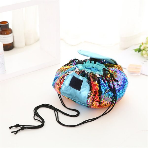 2018 Mermaid Sequins ဒီဇိုင်း Cosmetic Bag Drawstring Makeup Case Women Travel Make Up Organizer Storage Pouch 3