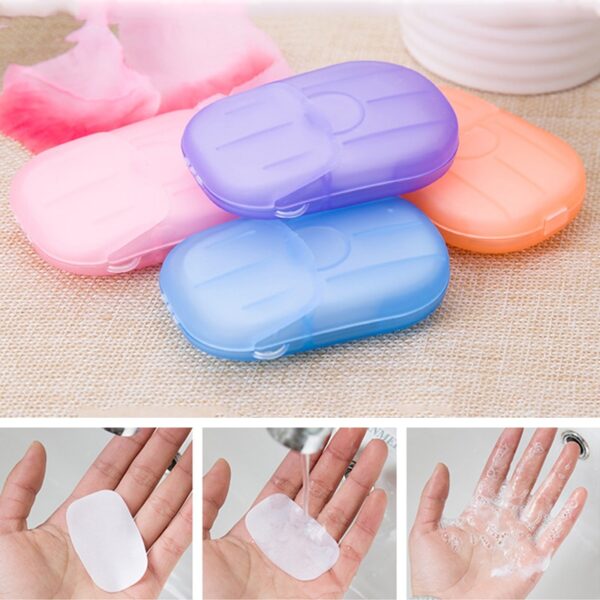 20pcs Box Travel Portable Disposable Boxed Soap Paper Foaming Box Scented Bath Wash Hands Mini Paper 6