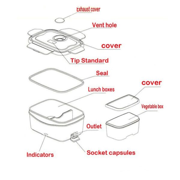 220V 110V Lunch Box Food Container Portable Electric Heating Food Warmer Heater Rice Container Dinnerware Sets 5