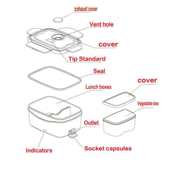 220V 110V Lunch Box Food Container Portable Electric Heating Food Warmer Heater Rice Container Mga Set sa Panihapon 5