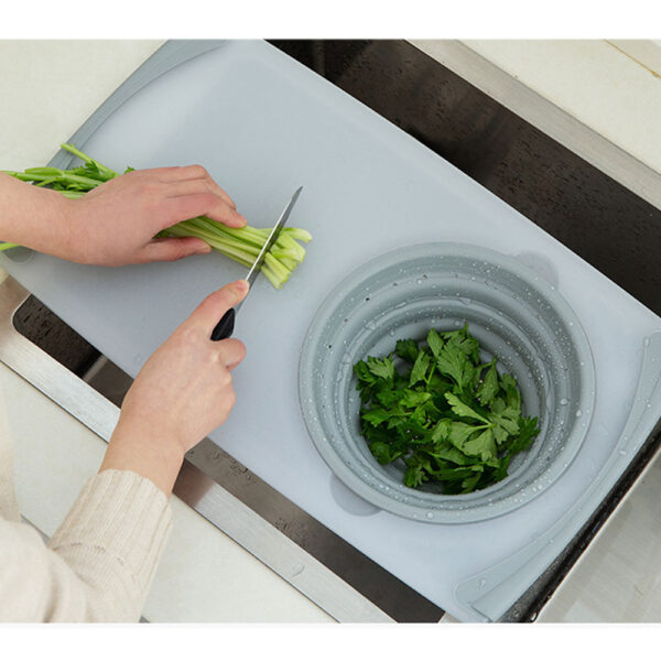 3 IN 1 Multi function Sink Drain Cutting Board Isihlungi Ukuqoba Amabhulokhi Inyama Isithelo Semifino 2