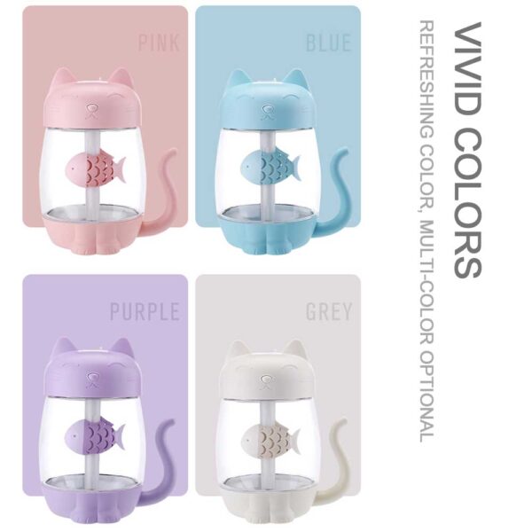 3 in 1 350ML USB Cat Air Humidifier Ultrasonic Cool Mist Adorable Mini Humidifier With LED 2