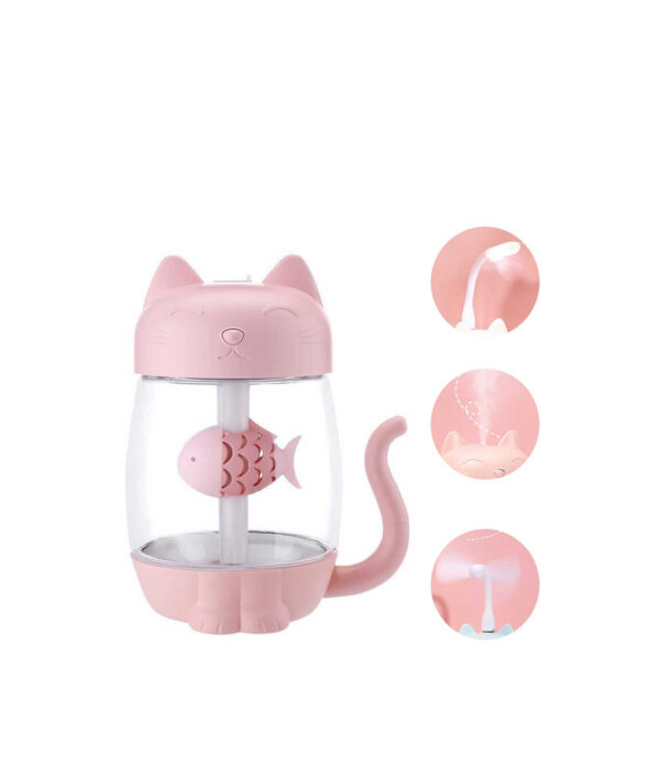 3 дар 1 350ML намӣ USB Cat ҳаво ultrasonic Cool Mist намноккунандаи ҷолиби мини бо LED 4 1