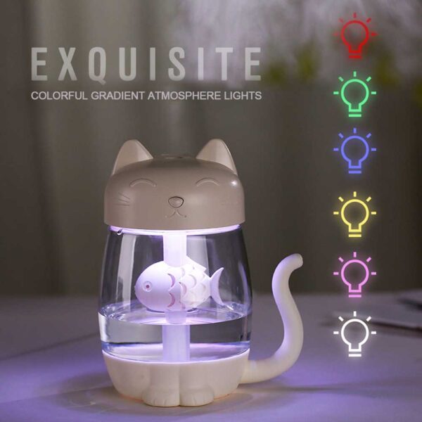 3 em 1 350ML USB Cat Air Umidificador Ultrasonic Cool Mist Adorável Mini umidificador com LED