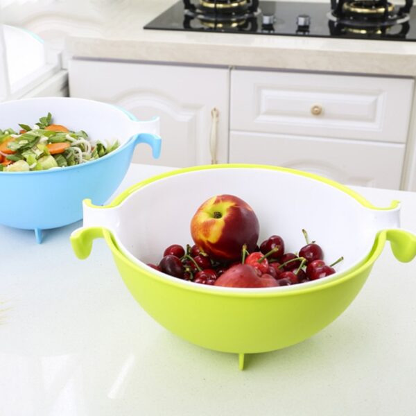 4 Colors Multifunctional Washing Vegetables And Fruit Draining Basket Detachable Double Layer Drain Baskets Storage Salad 4