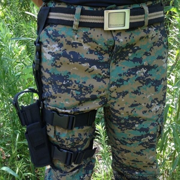 Adjustabl Tactical Pistol Drop Leg Thigh Holster w Mag Pouch Right Hand Outdoor Tactical Pouch with 1