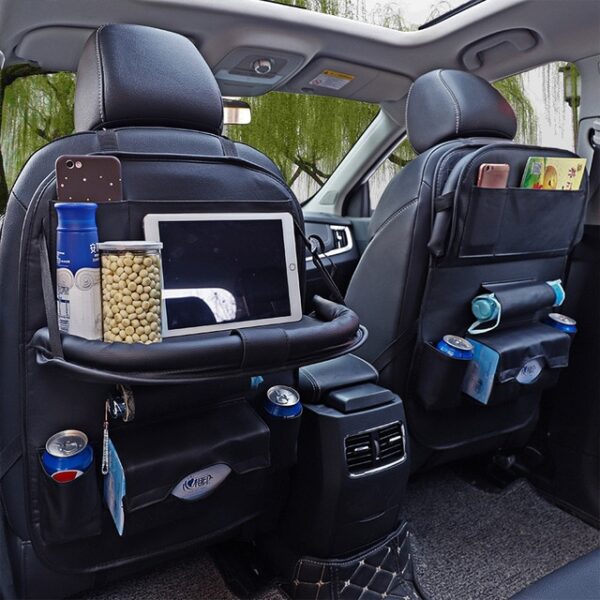 Car Organizer Bag Seat Back Storage Stowing Tidying With Hanging Table Pocket Protector Travel PU Leather 5.jpg 640x640 5