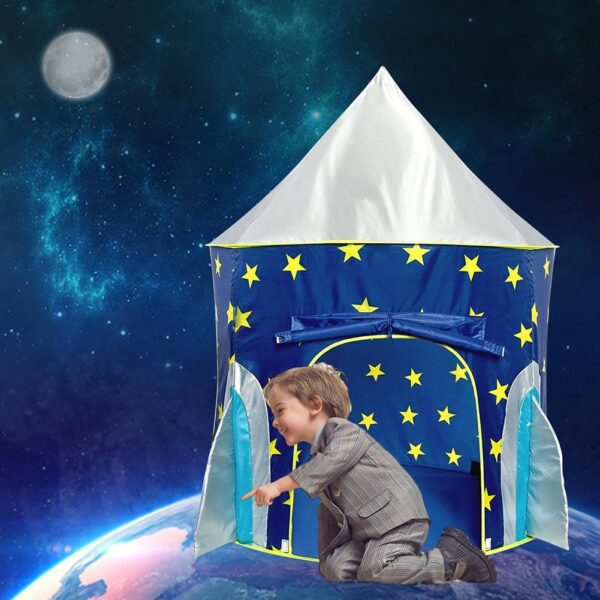 Bernetent Folding Babyhûs Star Rocket Castle Projeksje Rocket Ship Play Tent Romteskip Playhouse 1