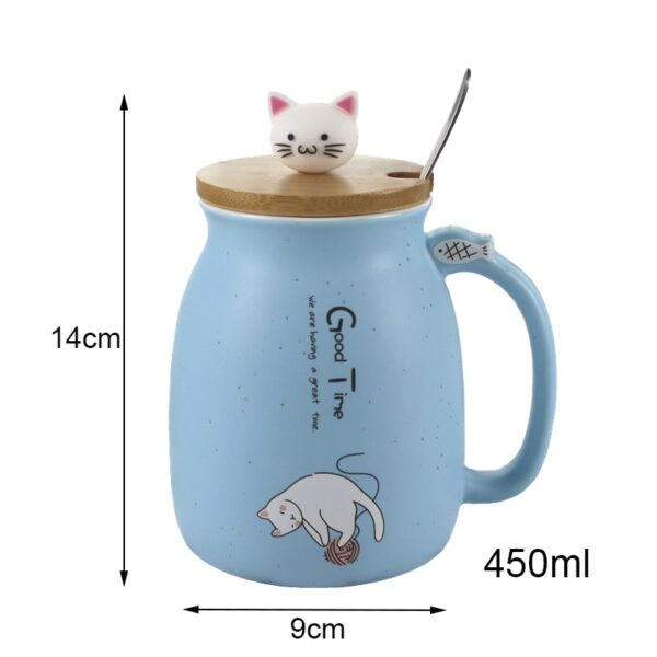 Mamugnaon nga kolor nga cat heat resistant Mug cartoon nga adunay taklob 450ml tasa kuting kape nga ceramic mug mga bata 3