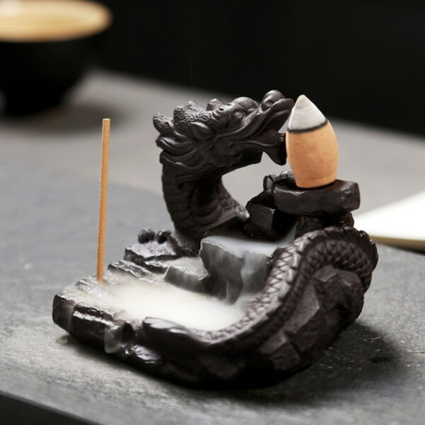Delicate Chinese Dragon Black Waterfall Burner Ceramic Backflow Incense Holder Loong Ceramic Incense Burner 8 8 2