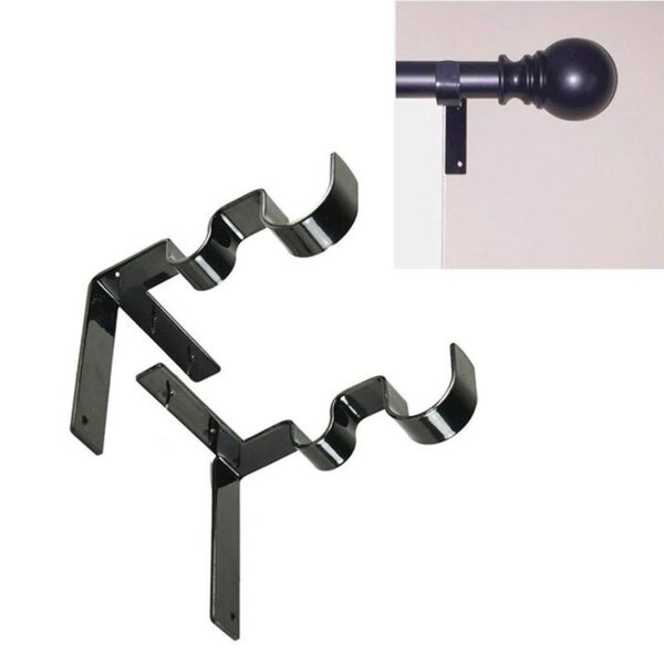 Durable 2pc Double Curtain Rod Holder Hangers Brackets Tap Right Into Window Frame Curtain Supplies 4