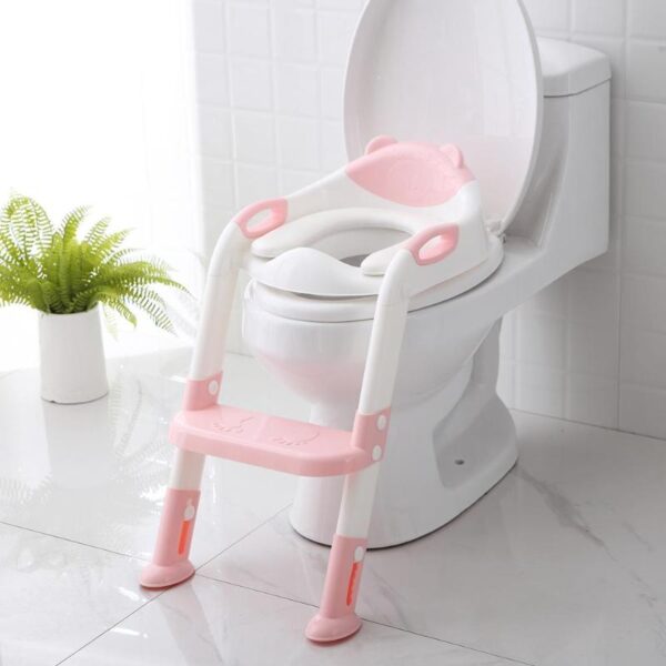 Folding Baby Potty Infant Kids Toilet Training Seat nga adunay Adjustable Ladder Portable Urinal Potty Toilet Seat 1