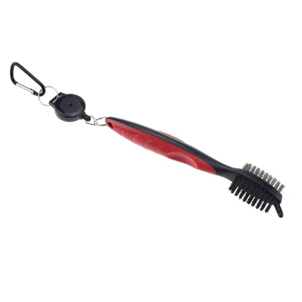 Hot Sale Golf Club Cleaner Double Side Steel Nylon Brush Portable Grooves Cleaning Tool With Hook 1