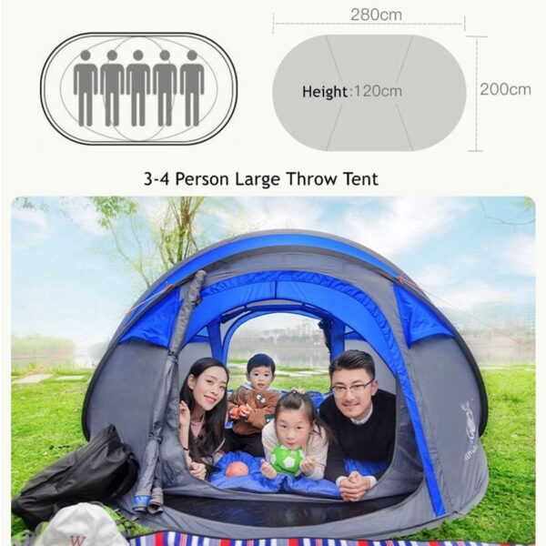 Large Space Pop Up Throw Tent Outdoor 3 4 Person Automatic Tents Waterproof Beach Tents Waterproof 5