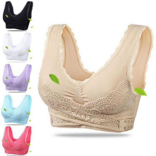 Lingerie Lace Solid Color Cross Side Buckle nga Wala'y Rims Gitipon Sports Underwear Sleep Bra Bag-o 5