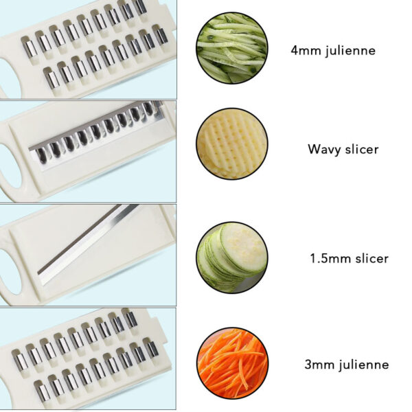 Mandoline Slicer Groentesnyer Aartappelskil Wortel Ui Rasper met sif Groentesnyer 8 in 1 1