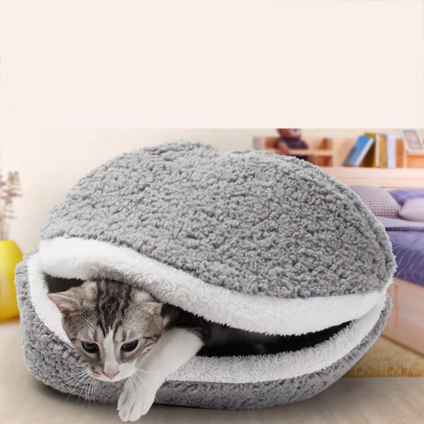 Soft Cat Bed Dog House Hamburger Bed Sleeping Bag Disassemblability Windproof Pet Puppy Nest Multipurpose Hiding 1
