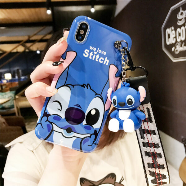 Super cute Stitch mini Pooh dinosaur lanyard tand silicone personality drop case for iphone 6 7 1