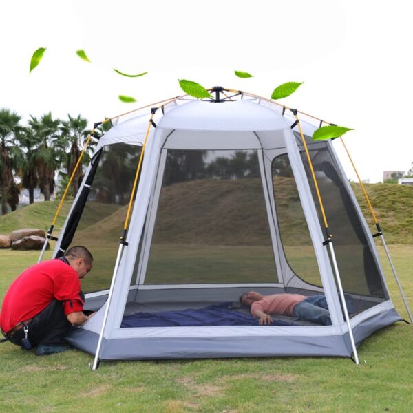 UV hexagonal aluminum pole automatic Outdoor camping wild big tent 3 4persons awning garden pergola 245 2