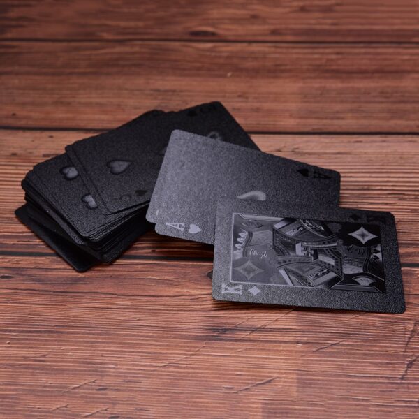 Cartas de xogo negras impermeables Colección de cartas de plástico Black Diamond Poker Cards Regalo creativo Cartas de xogo estándar 3