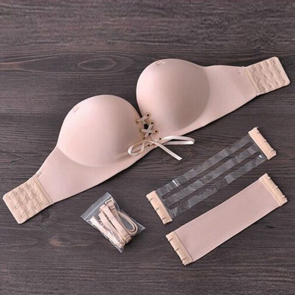 Mga Babaye nga Sexy Push up Adhesive Bra Silicone Backless Wedding Bralette Strapless Invisible Underwear Seamless Bras 1