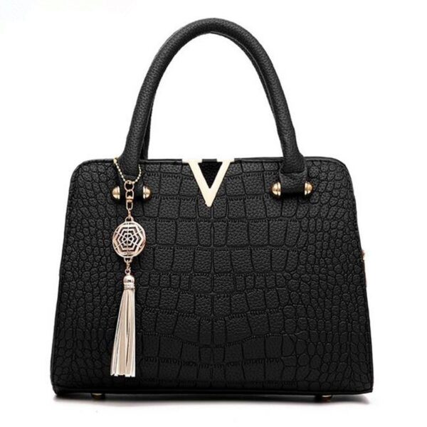 babaye nga fashion Crocodile leather V letra nga Designer Handbags Luxury quality Lady Shoulder Crossbody Bags fringed Messenger 1