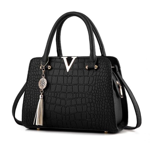 babaye nga fashion Crocodile leather V letra nga Designer Handbags Luxury quality Lady Shoulder Crossbody Bags fringed