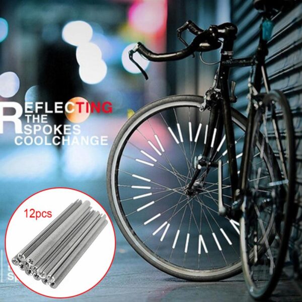 12PCS bag Cycling Wheel Rim Spoke Bike Mount Tube Warning Light Strip Safety Reflector DIY Bicycle 3