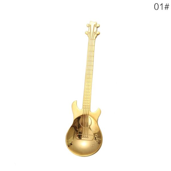 1Pcs Stainless Steel Cartoon guitar Kutsara Creative Milk Coffee Spoon Ice Cream Candy Kutsarita