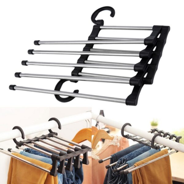 1pc Adjustable Trouser Pants Tie Shawl Rack Belt Scarf Neckties Hanger Holder Five Poles Clothing Dry 6