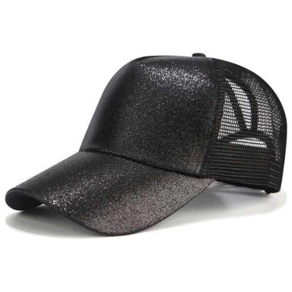 Casquette de Baseball queue de cheval à paillettes pour femmes, chapeau de papa, casquette de camionneur en maille, chignon désordonné, été 2018